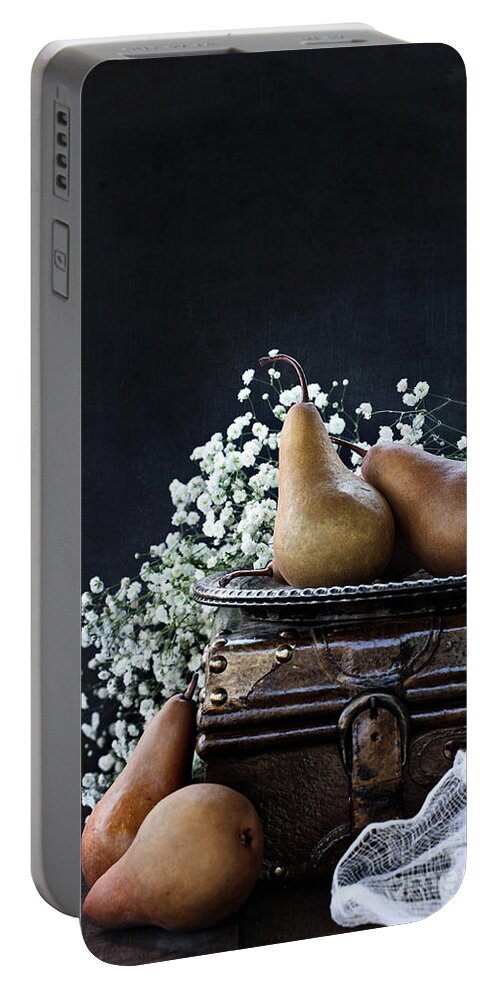 Pear Portable Battery Charger featuring the photograph Pears and Baby's Breath by Stephanie Frey