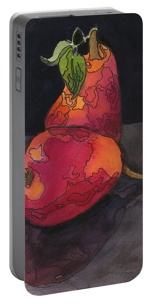 Pears Portable Battery Charger featuring the painting Pears in Reflection by Maria Hunt