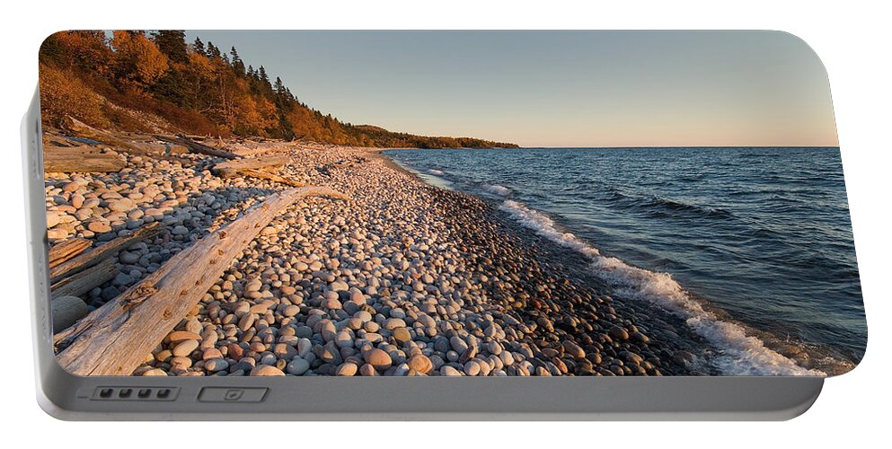 Lake Superior Portable Battery Charger featuring the photograph Pebble Beach Autumn  by Doug Gibbons