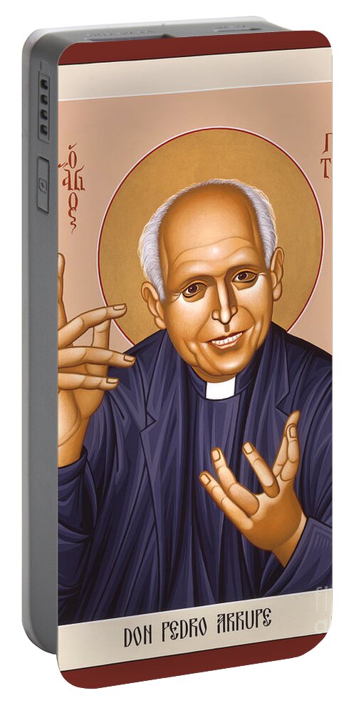 Pedro Arrupe Portable Battery Charger featuring the painting Pedro Arrupe, SJ - RLPDA by Br Robert Lentz OFM