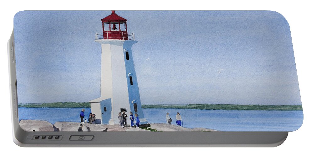 Peggy's Point Portable Battery Charger featuring the painting Peggy's Point Lighthouse by Mike Robles