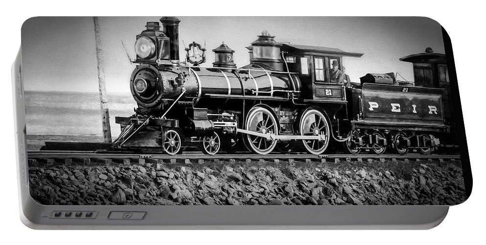 Locomotive Portable Battery Charger featuring the photograph Peir Locomotive #21 by Franchi Torres