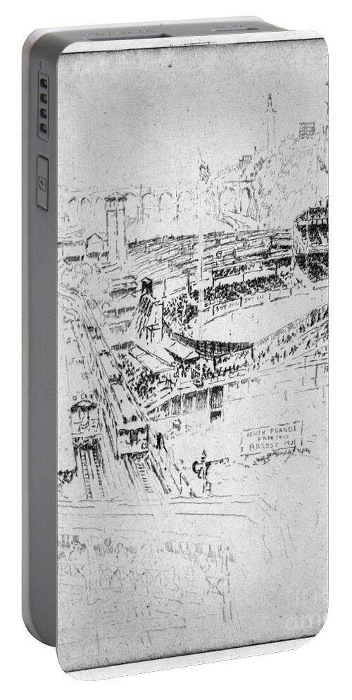 1921 Portable Battery Charger featuring the drawing Pennell Polo Grounds 1921 by Granger