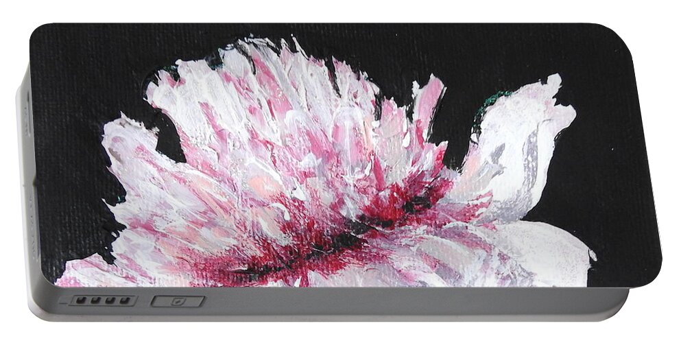 Peony Portable Battery Charger featuring the mixed media Peony Bloom by Betty-Anne McDonald