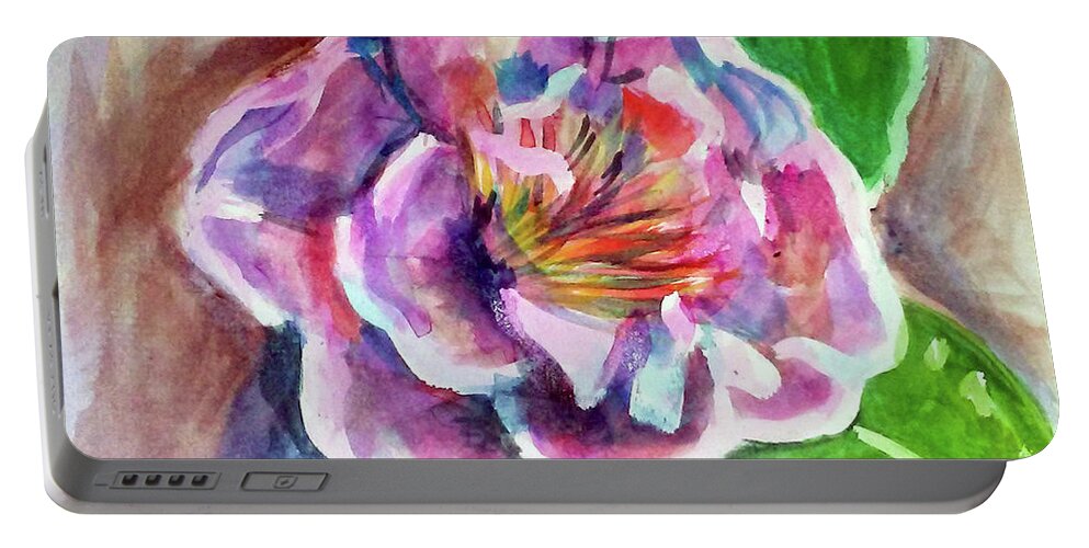 Art Portable Battery Charger featuring the painting Peony by Loretta Nash