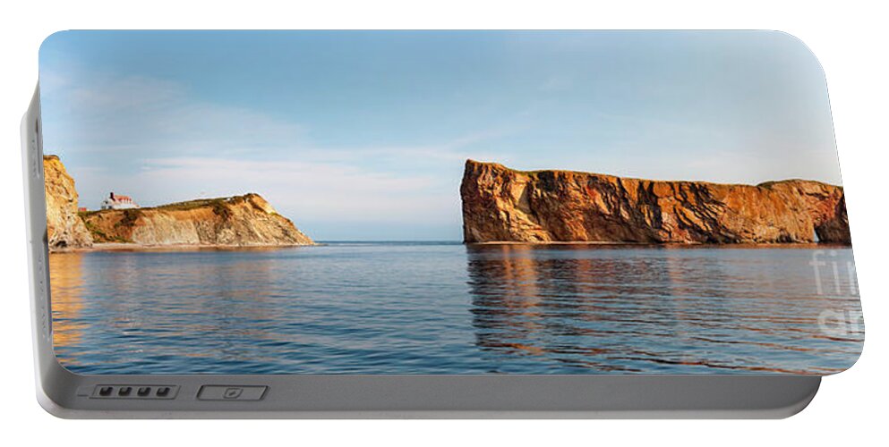 Perce Rock Portable Battery Charger featuring the photograph Perce Rock at Gaspe Peninsula by Elena Elisseeva