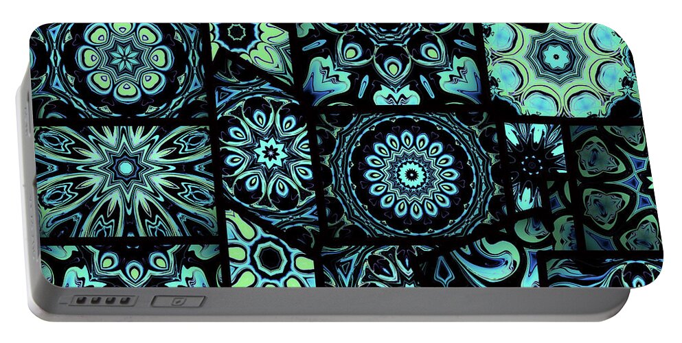Patch Portable Battery Charger featuring the digital art Perfect in Patches by Barefoot Bodeez Art