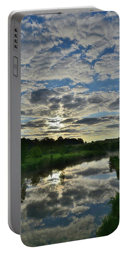 Glacial Park Portable Battery Charger featuring the photograph Perfect Mirror Image on Nippersink Creek by Ray Mathis