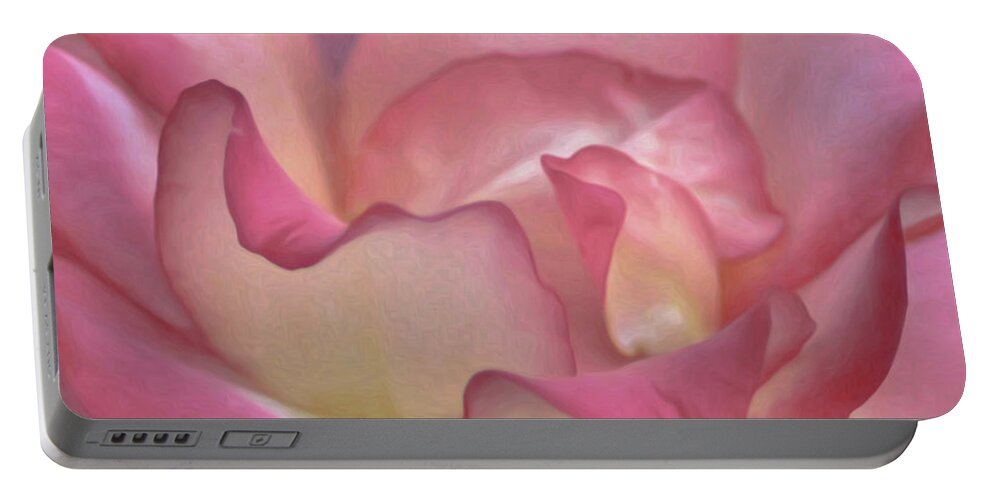 Pink Rose Petals Portable Battery Charger featuring the photograph Pink Rose Petals by Joann Copeland-Paul