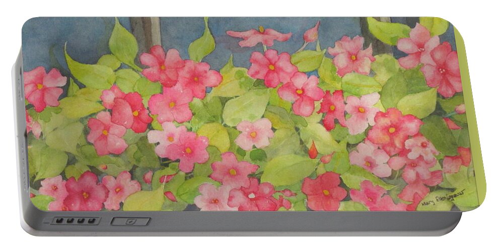 Flowers Portable Battery Charger featuring the painting Perky by Mary Ellen Mueller Legault
