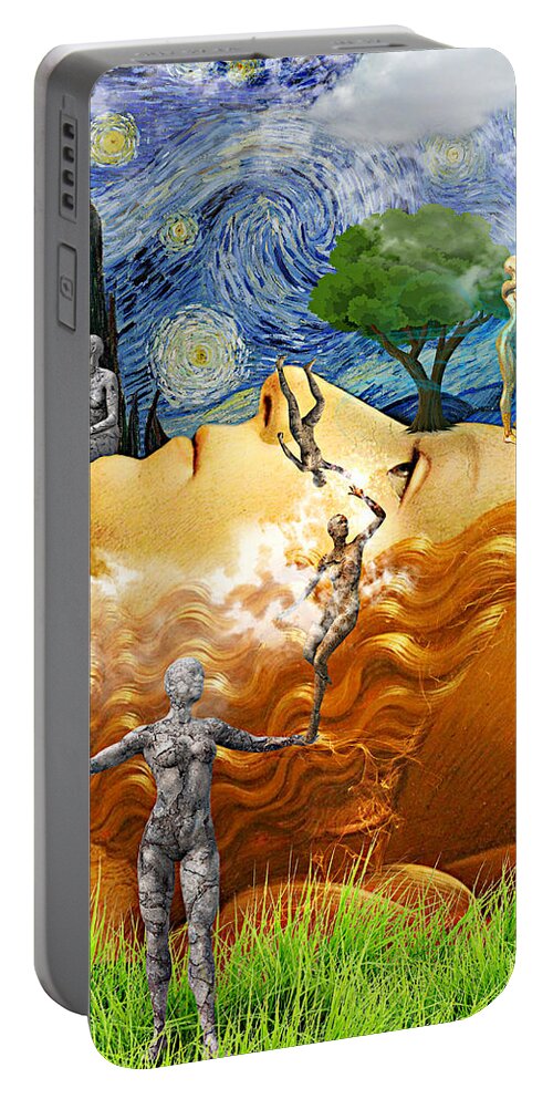 Perpetual Daydream Portable Battery Charger featuring the mixed media Perpetual Daydream by Ally White