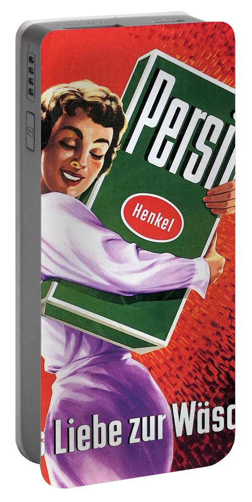 Vintage Portable Battery Charger featuring the mixed media Persil - Henkel - Vintage Advertising Poster by Studio Grafiikka