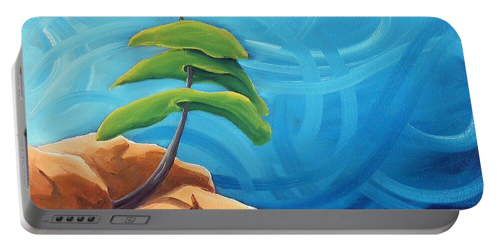 Landscape Portable Battery Charger featuring the painting Persistance by Richard Hoedl
