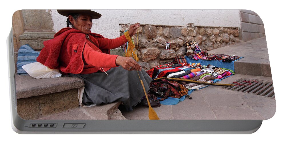 Picchu Portable Battery Charger featuring the photograph Peruvian Weaver by Aidan Moran