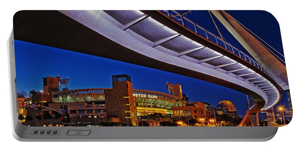 San Diego Portable Battery Charger featuring the photograph Petco Park and the Harbor Drive Pedestrian Bridge in Downtown San Diego by Sam Antonio