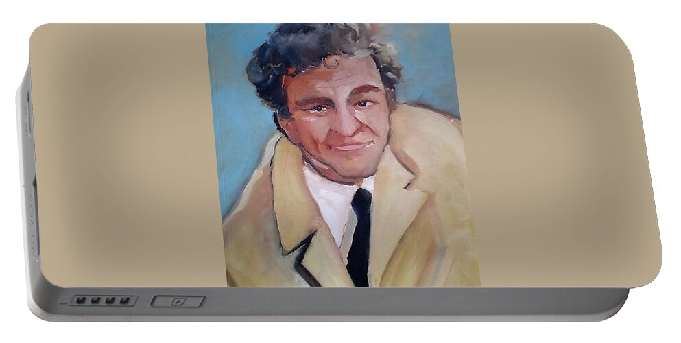  Portable Battery Charger featuring the painting Peter FALK by Kim PARDON