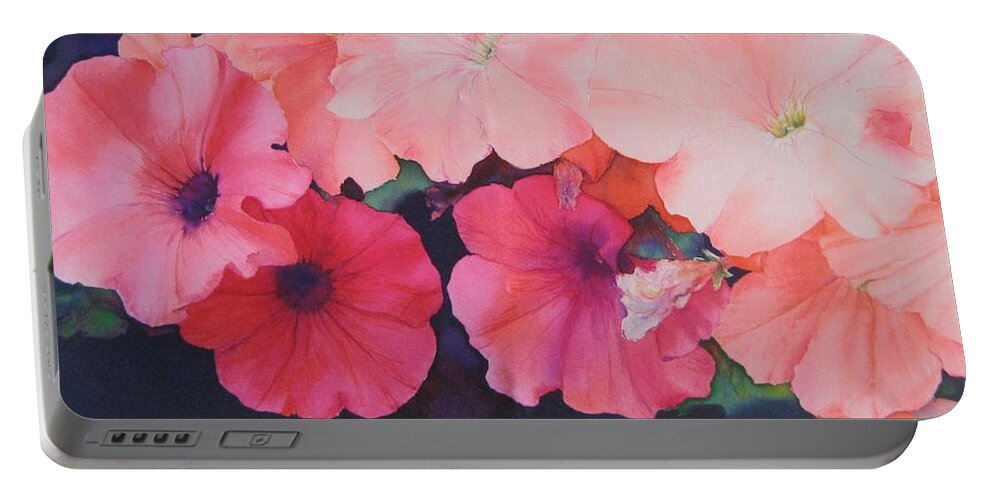  Portable Battery Charger featuring the painting Petunias by Barbara Pease