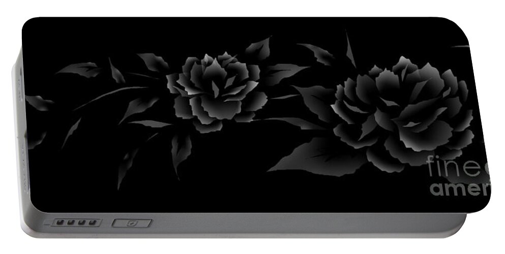 Peony Portable Battery Charger featuring the digital art Phantom Peonies by Alice Chen