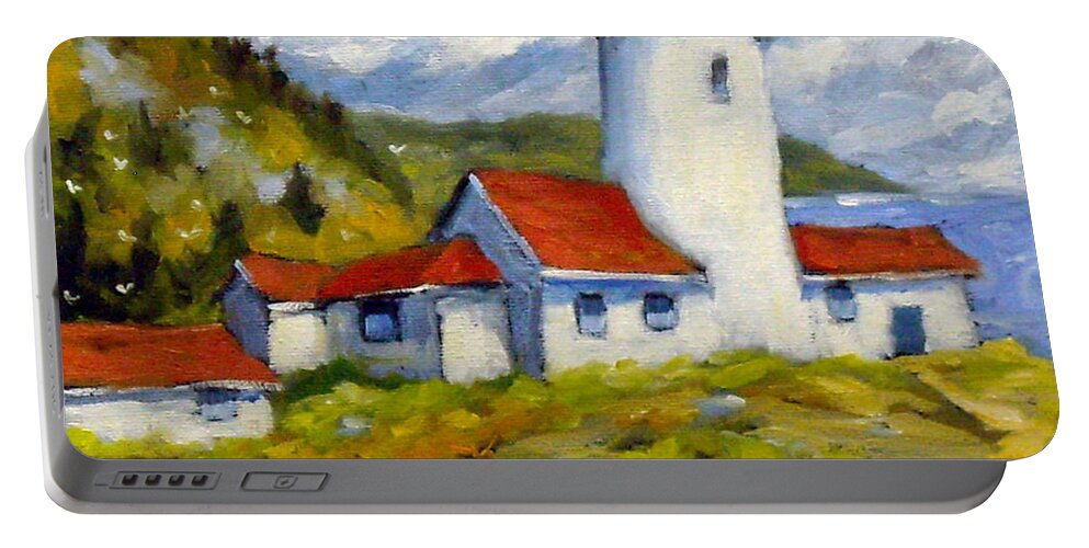 Fishing Boats Portable Battery Charger featuring the painting Phare 004 by Richard T Pranke