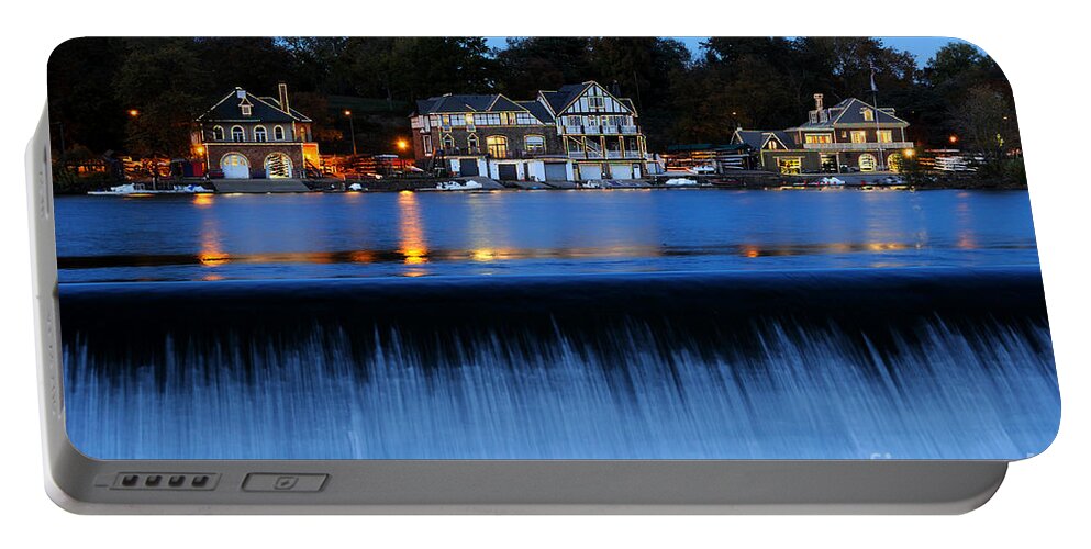 Philadelphia Portable Battery Charger featuring the photograph Philadelphia Boathouse Row at Twilight by Gary Whitton