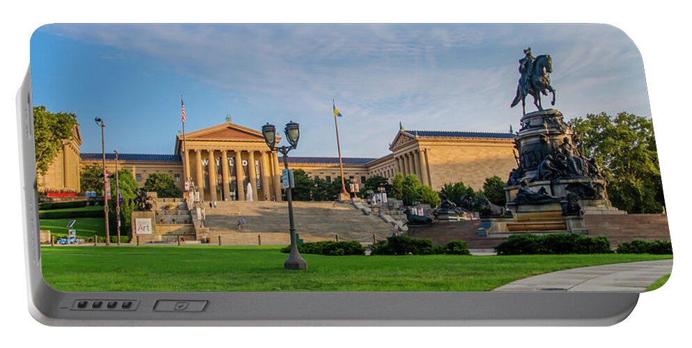 Philadelphia Portable Battery Charger featuring the photograph Philadelphia Sights - The Museum of Art Panorama by Bill Cannon