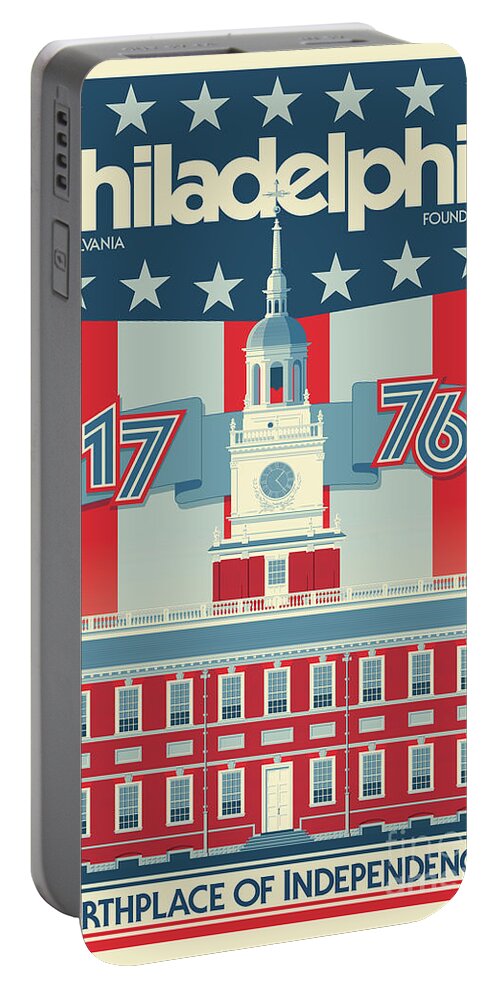 #faatoppicks Portable Battery Charger featuring the digital art Philadelphia Poster - Independence Hall by Jim Zahniser