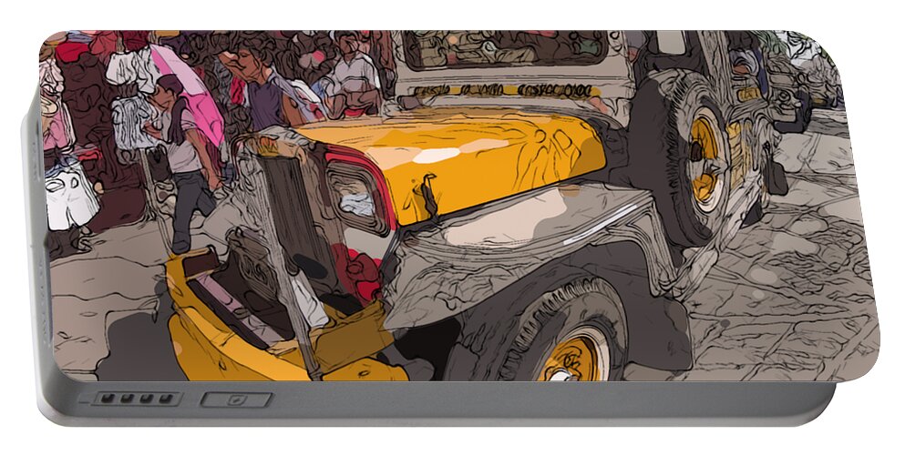 Philippines Portable Battery Charger featuring the painting Philippines 1261 Jeepney by Rolf Bertram