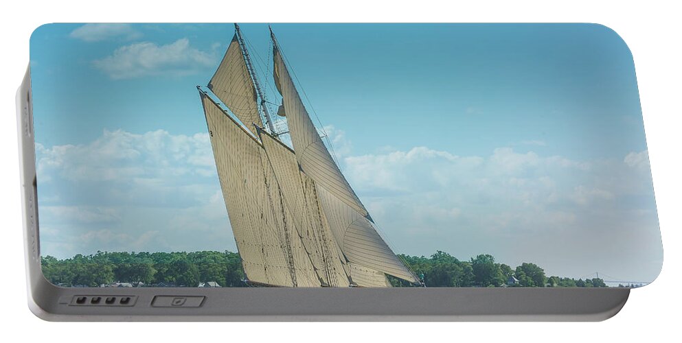 12meter Portable Battery Charger featuring the photograph Schooner under sail by JBK Photo Art