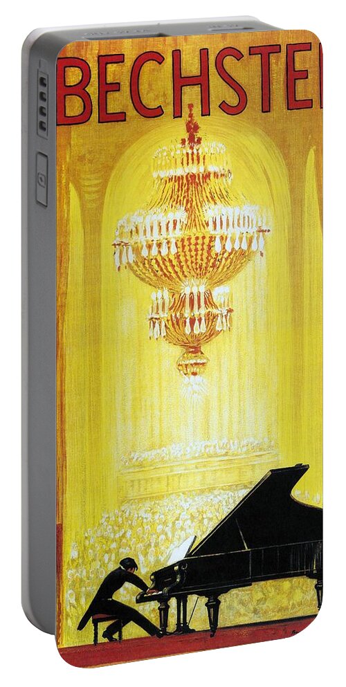 C Bechstein Portable Battery Charger featuring the painting Pianist playing to a Packed Theatre - C. Bechstein - German Piano Manufacturer - Vintage Poster by Studio Grafiikka