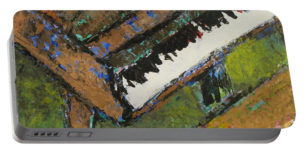 Piano Portable Battery Charger featuring the painting Piano close up 1 by Anita Burgermeister