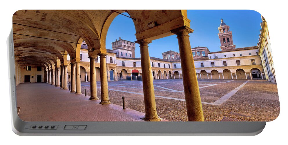 Mantua Portable Battery Charger featuring the photograph Piazza Castello in Mantova architecture view by Brch Photography