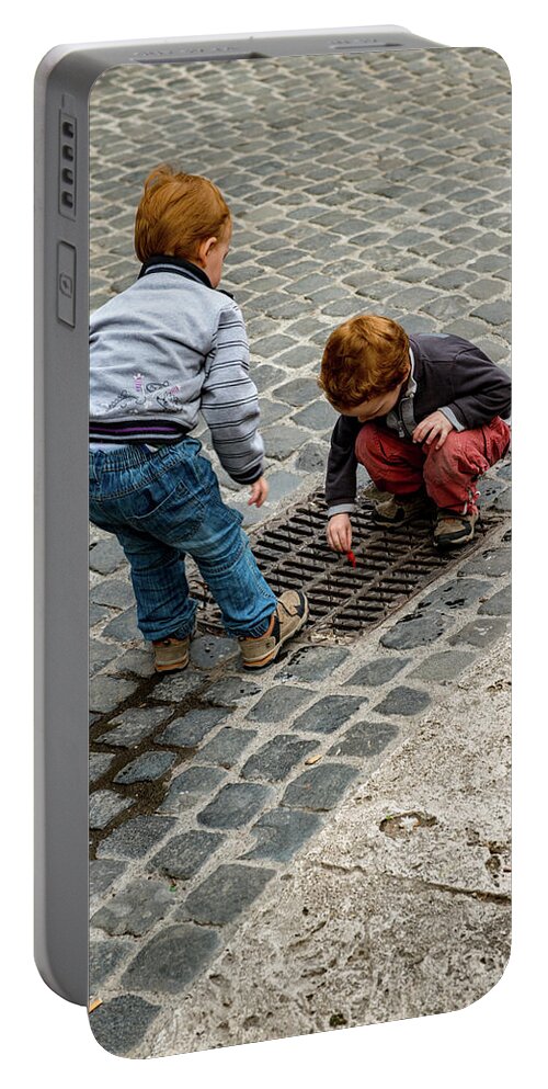 Italia Portable Battery Charger featuring the photograph Piazza Testaccio by Joseph Yarbrough