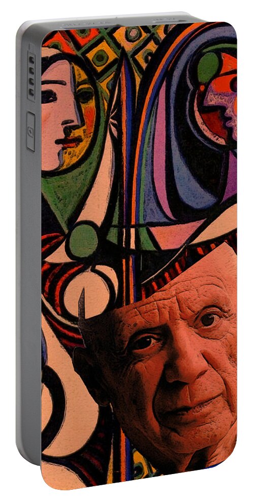 Art Portable Battery Charger featuring the digital art Picaso Study in Orange by Tristan Armstrong