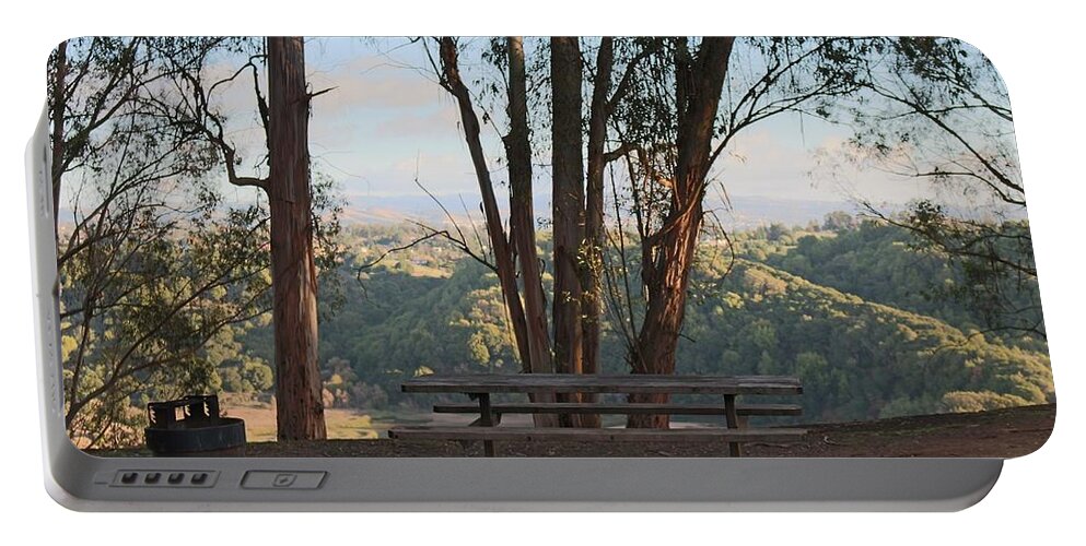 Picnic Portable Battery Charger featuring the photograph Picnic in the Woods - 2 by Christy Pooschke