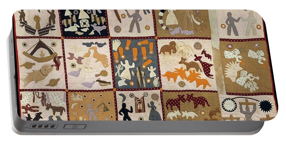 Pictorial Quilt American (athens Portable Battery Charger featuring the painting Pictorial quilt American by Harriet Powers