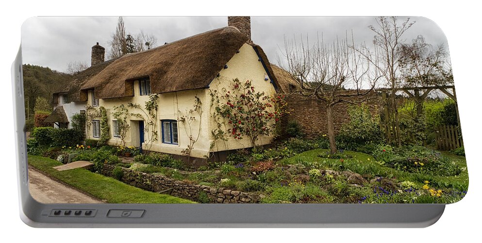 England Portable Battery Charger featuring the photograph Picturesque Dunster cottage by Shirley Mitchell