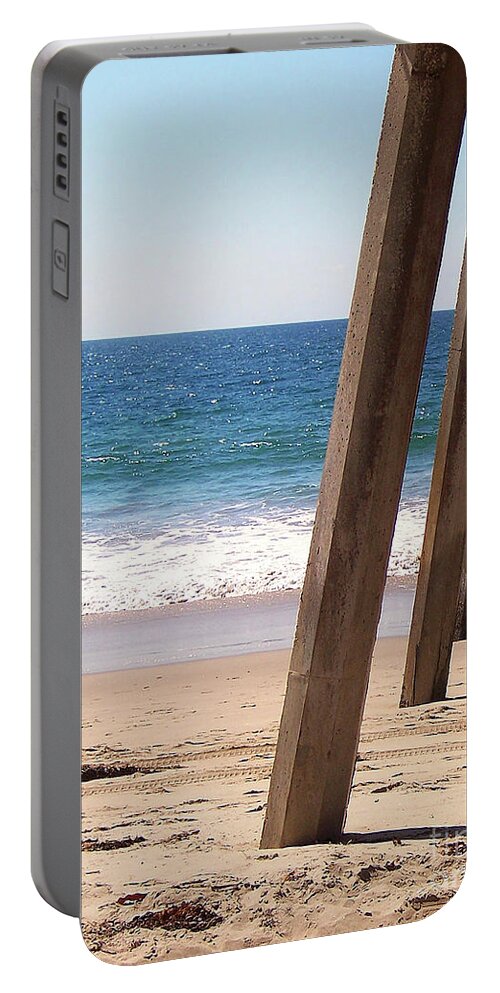 Pacific Ocean Portable Battery Charger featuring the digital art Pier On The Pacific by Phil Perkins