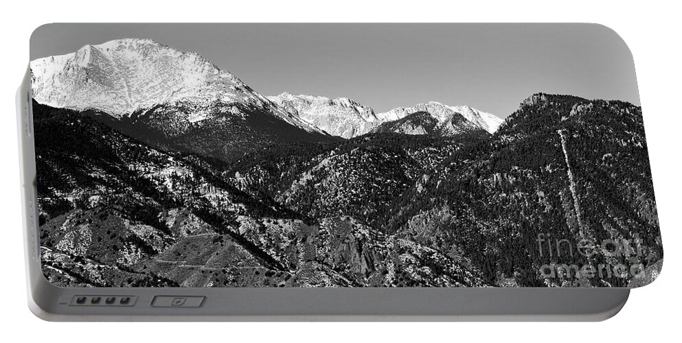Cliff Portable Battery Charger featuring the photograph Pikes Peak and Incline 36 by 18 by Steven Krull