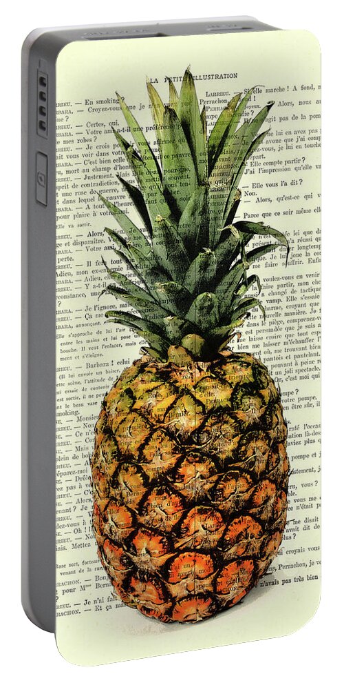 Pineapple Portable Battery Charger featuring the digital art Pineapple in color illustration by Madame Memento