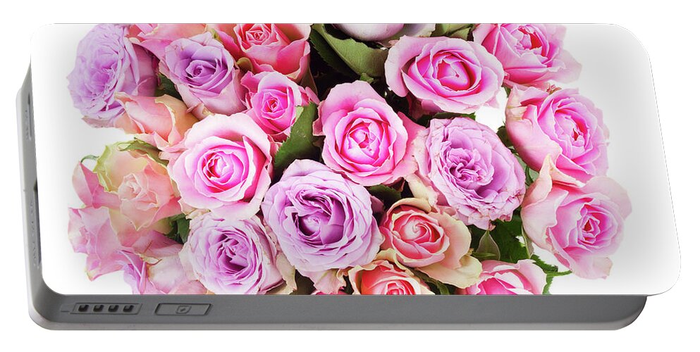 Rose Portable Battery Charger featuring the photograph Pink and Violet Roses by Anastasy Yarmolovich