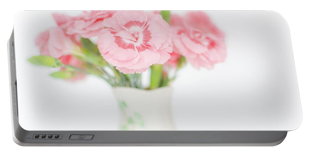 Carnations Portable Battery Charger featuring the photograph Pink Carnations 2 by Steve Purnell