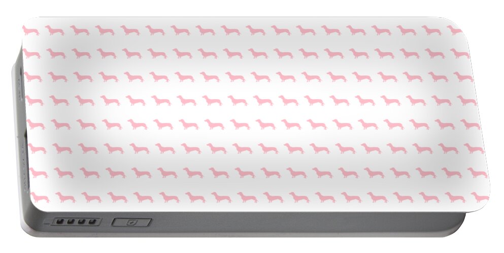 Pink Dachshunds Portable Battery Charger featuring the digital art Pink Dachsunds by Leah McPhail