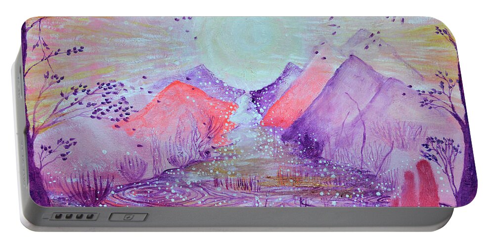  Portable Battery Charger featuring the painting Pink Dreams by Ashleigh Dyan Bayer
