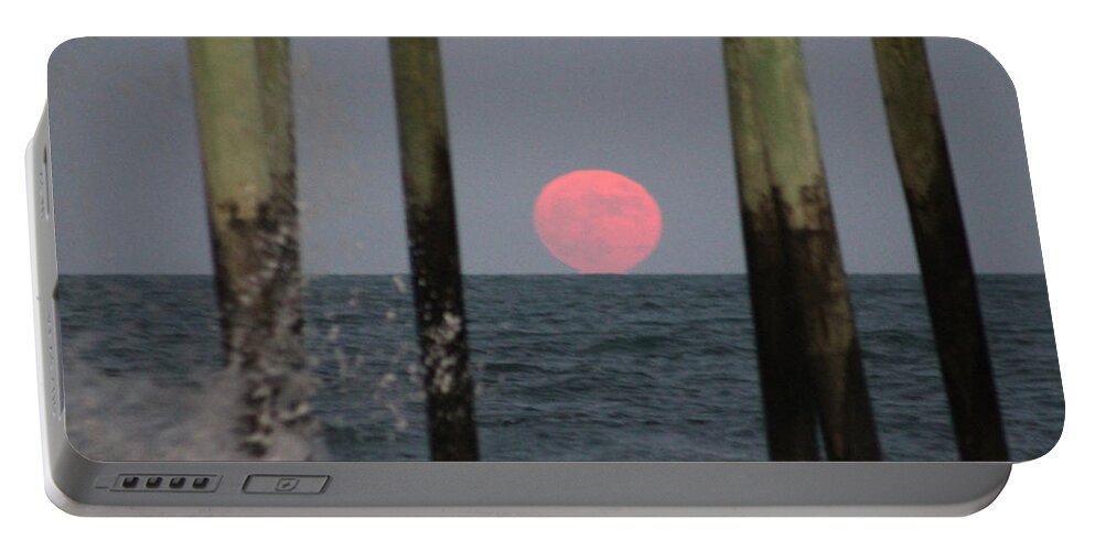 Moon Portable Battery Charger featuring the photograph Pink Moon Rising by Robert Banach