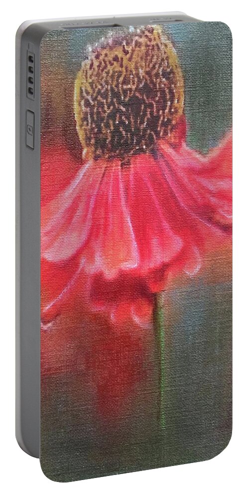 Pink Portable Battery Charger featuring the painting Pink Petals by Cara Frafjord