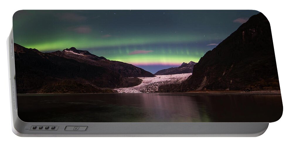 Northern Lights Portable Battery Charger featuring the photograph Pink Rainbow by David Kirby
