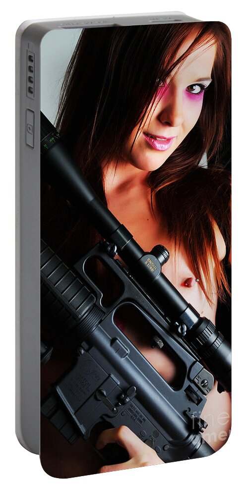 Artistic Photographs Portable Battery Charger featuring the photograph Pink Sniper by Robert WK Clark