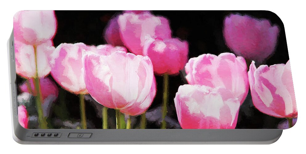 Tulips Portable Battery Charger featuring the photograph Pink Tulips by Reynaldo Williams