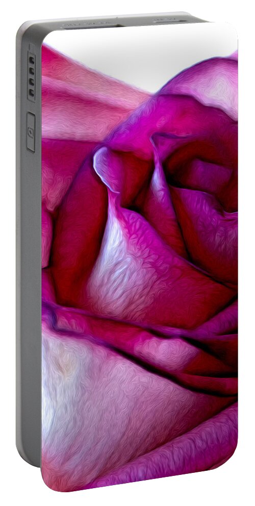 Rose Portable Battery Charger featuring the photograph Pinked Rose Details by Bill and Linda Tiepelman