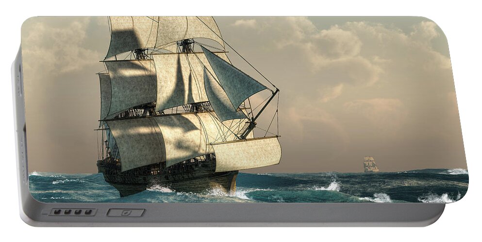 Pirates On The High Seas Portable Battery Charger featuring the digital art Pirates on the High Seas by Daniel Eskridge